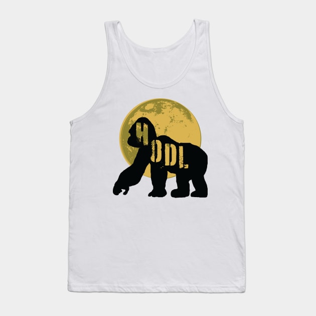 HODL Ape Gold Moon Tank Top by PelagiosCorner